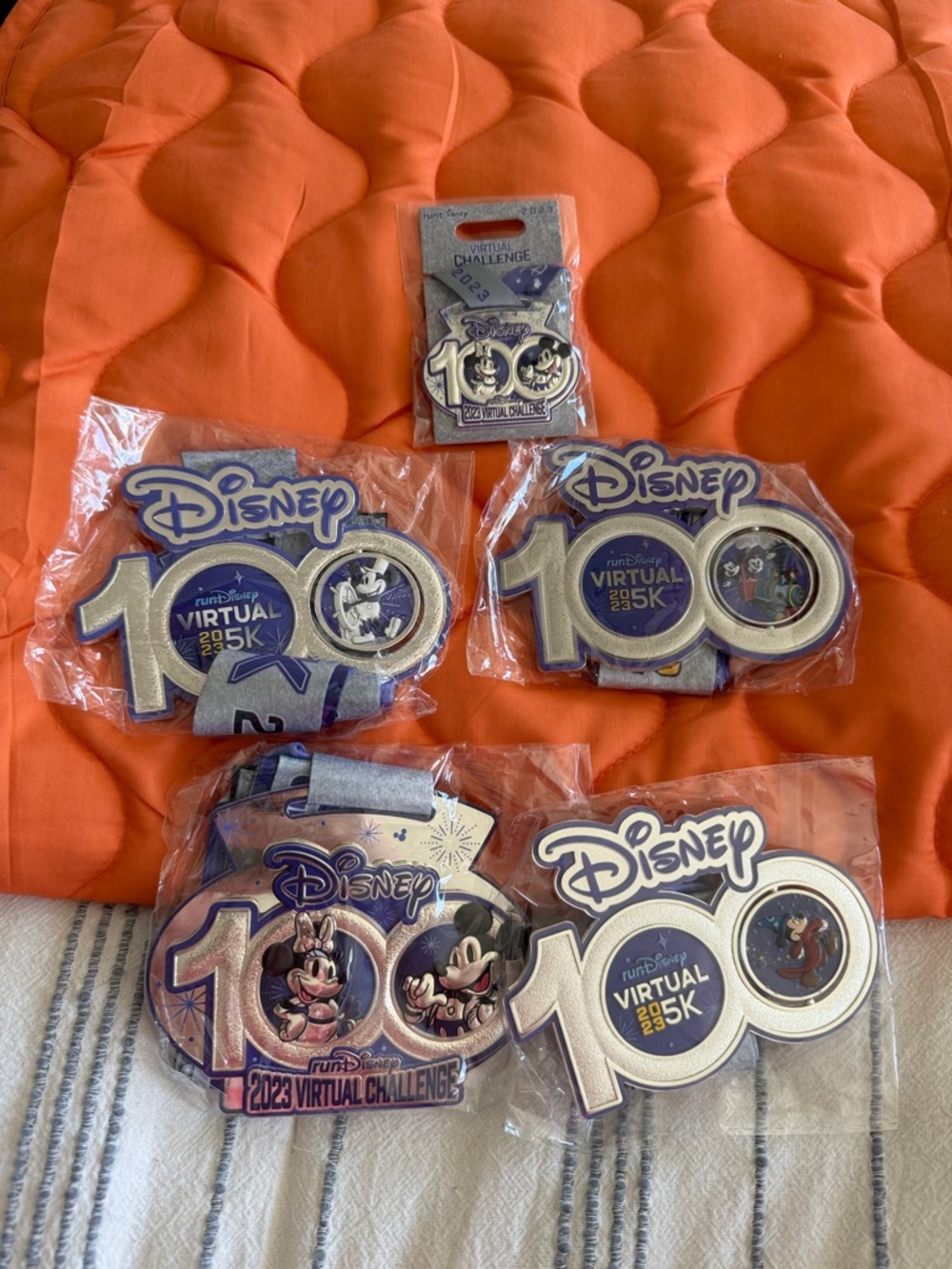 Disney 100 Virtual 5K Collectible Medals - Purple & Gold Accents
